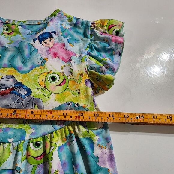Girls Disney Boutique Monster's Inc Mike Sully Boo Blue & Green Dress Size 8-9 - Picture 10 of 11